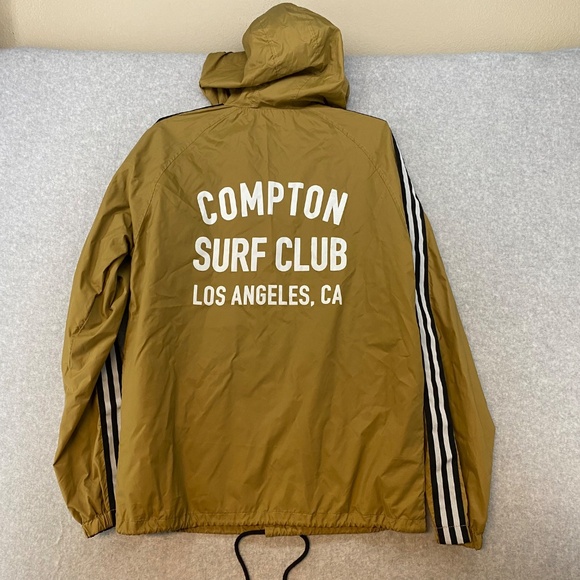Matix Size M Compton Surf Club Los Angeles • Windbreaker Jacket Brown Snap Close - Picture 6 of 11